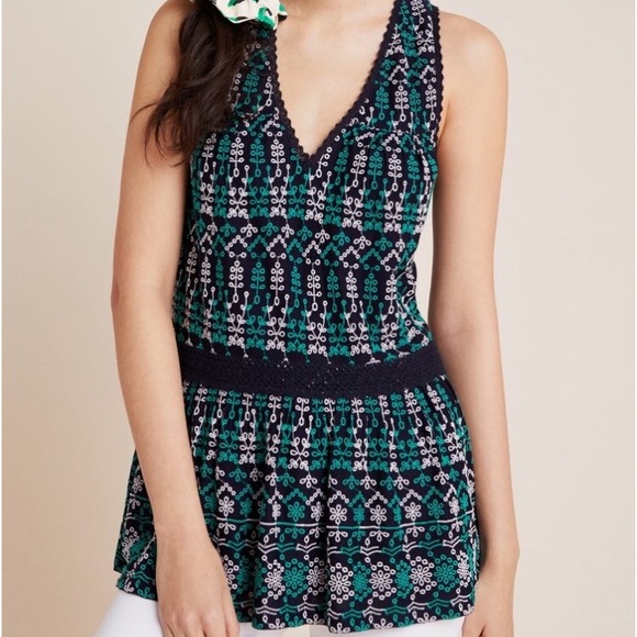 🎉HP🎉 Anthropologie Maeve Cammie Peplum Top - Picture 1 of 6